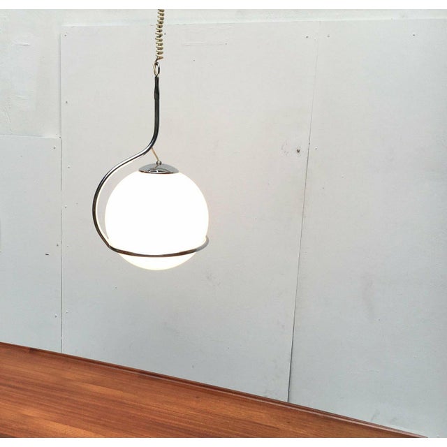 Silver Mid-Century Space Age Italian Glass Ball Pendant, 1960s For Sale - Image 8 of 18