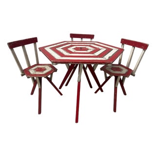 Lacquered Beech Garden Furniture Set, Set of 4 For Sale