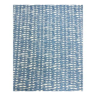 Casa Branca Vimini French Blue White Abstract Linen Upholstery Drapery Fabric For Sale