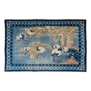 Antique Chinese Ningxia Rug with Storks For Sale