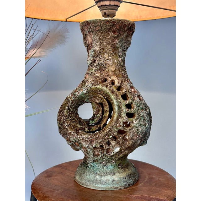 Beige Large Sculptural Glazed Ceramic Art Table Lamp by Walter Gerhards, 1960s For Sale - Image 8 of 18
