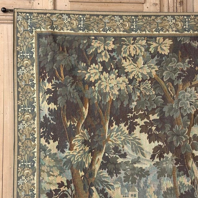 Textile Antique Flemish Verdure Tapestry With Original Border For Sale - Image 7 of 15