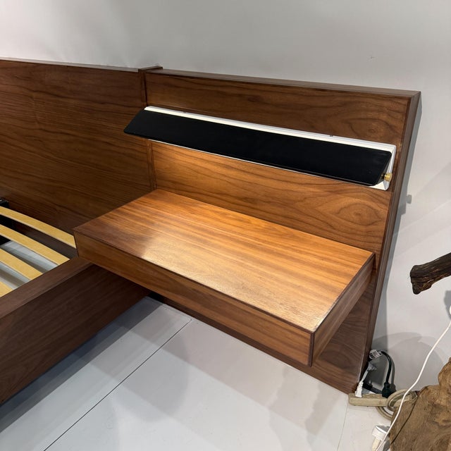 Brown Custom Contemporary King Bed in Walnut Wood-Designed by Ambianic For Sale - Image 8 of 18