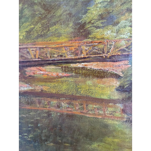 Vintage Original Oil Painting Forest Landscape For Sale - Image 4 of 14