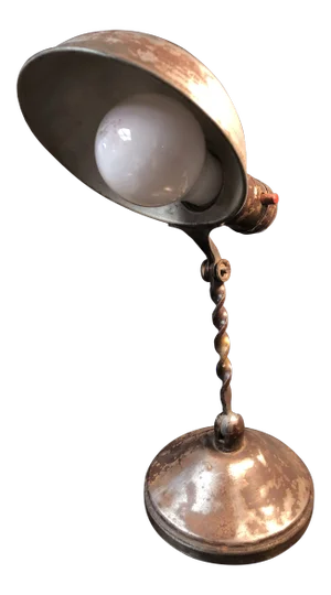 Mini Antique 1920s Metal Reading Lamp With Patina