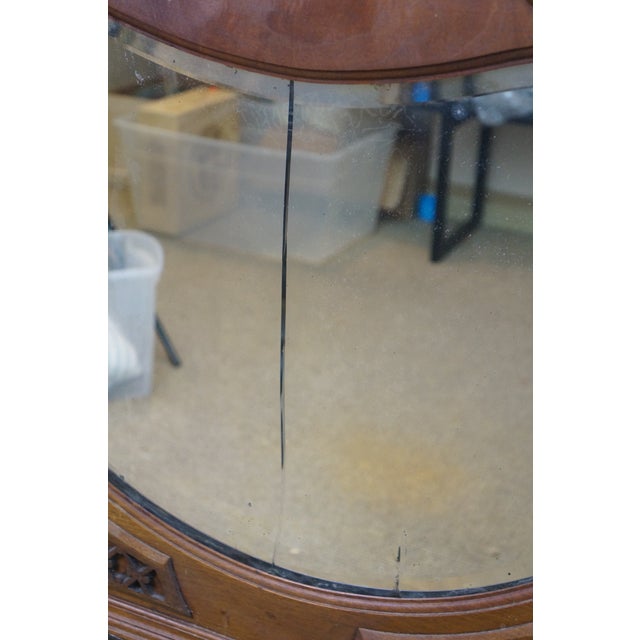 Brown Antique Victorian Walnut Acanthus Fretwork Dresser Vanity Mantel Mirror 45" For Sale - Image 8 of 16