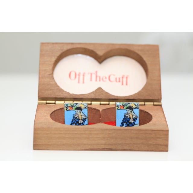 A distinctive pair of vintage German cufflinks featuring Pierrot, the iconic melancholic figure from the Commedia...