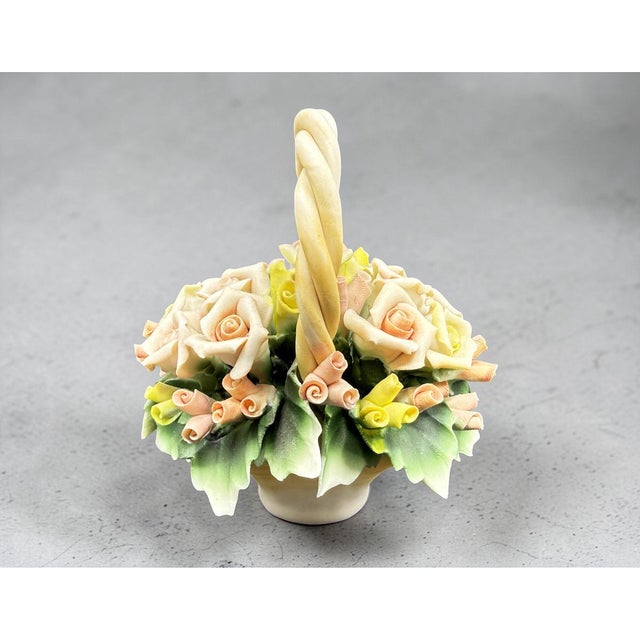 Basket of Roses in Porcelain from Capodimonte, 1970s For Sale - Image 4 of 13