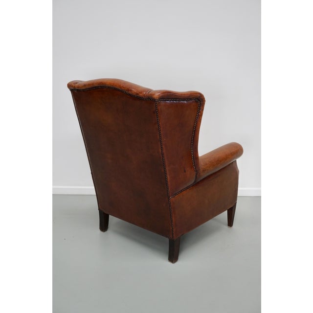 Vintage Dutch Cognac Colored Leather Club Chair For Sale - Image 13 of 18