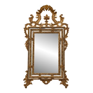 Mid-Century Italian Carved Giltwood Baroque Style Wall Mirror Danby of New York For Sale