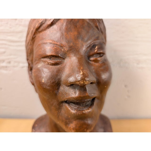 Late 20th Century Vintage Mid-Century Modern Plaster Portrait Bust - Signed J. Stoican For Sale - Image 5 of 8