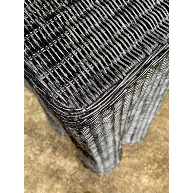 Natural Rattan Trompe l'Oeil Console Tables in Black Chairish