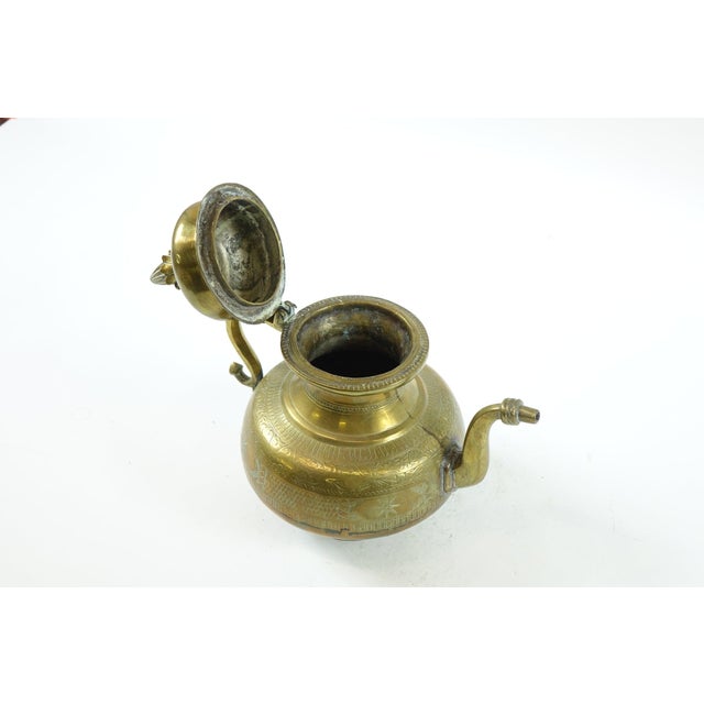 Antique Middle Eastern Brass Tea Coffee Pot For Sale - Image 4 of 5