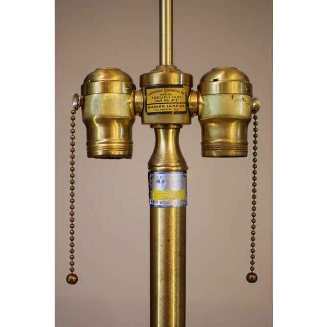 Xlarge Marbro Thick Blown Murano Italy Ultramarine Art Glass Brass Table Lamp 1960's Blenko For Sale - Image 12 of 12