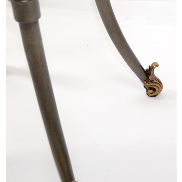 Ethan Allen Hollywood Regency Style Accent Oval Side Table Faux Tessellated Horn Brass Decor For Sale - Image 9 of 12