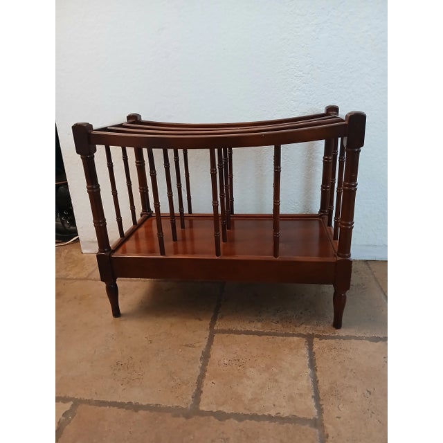 Vintage Canterbury Magazine Music Rack Colonial Wood Walnut Brown Cottage 3 Rack For Sale - Image 12 of 12