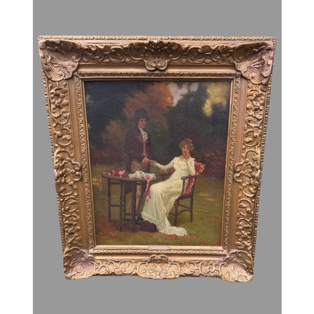 Antique Victorian Gilt Framed Oil Painting on Canvas the Proposal H. B. Sparks For Sale - Image 10 of 10
