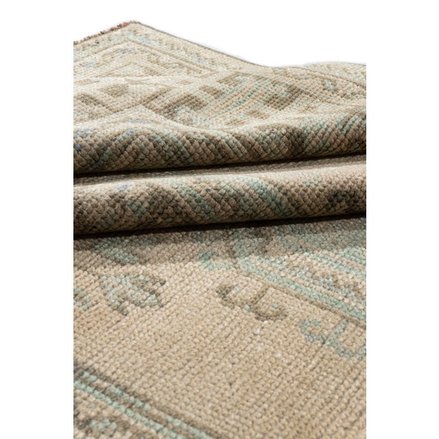 Vintage Circa 1940 Camel Turkish Oushak Hand Knotted Wool Runner 4ft 4in X 11ft 9in For Sale - Image 14 of 14