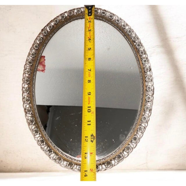 Mid-Century Modern Vintage Ornate Vanity Tray or Standing Mirror With a Gold Filigree Frame and Feet For Sale - Image 3 of 10