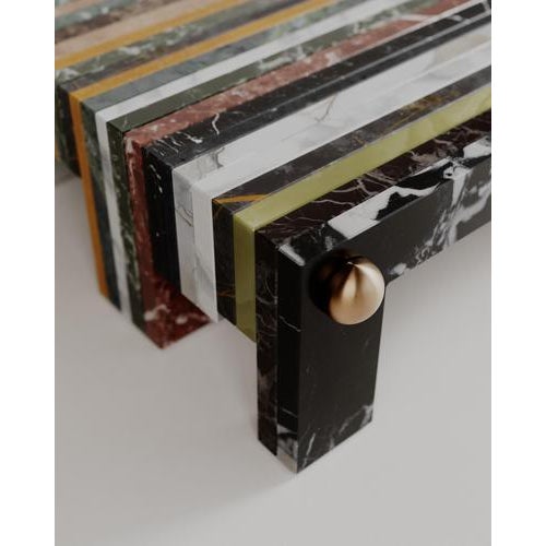 Stone Architectural Layered Marble and Stone Strata Coffee Table by Esther Knopfler For Sale - Image 7 of 12