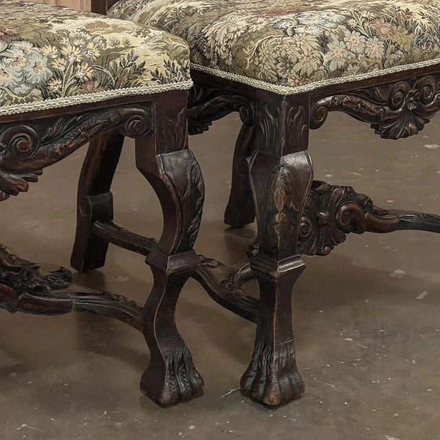 Pair Antique Italian Renaissance Side Chairs For Sale - Image 11 of 13