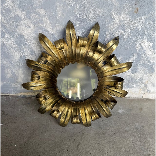 Spanish Gilt-Metal 1950's Sunburst Ceiling Fixture For Sale In New York - Image 6 of 11