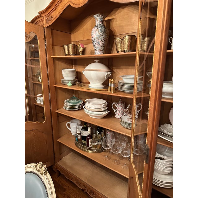 Wood Vintage French Provincial China Cabinet / Bookcase For Sale - Image 7 of 8