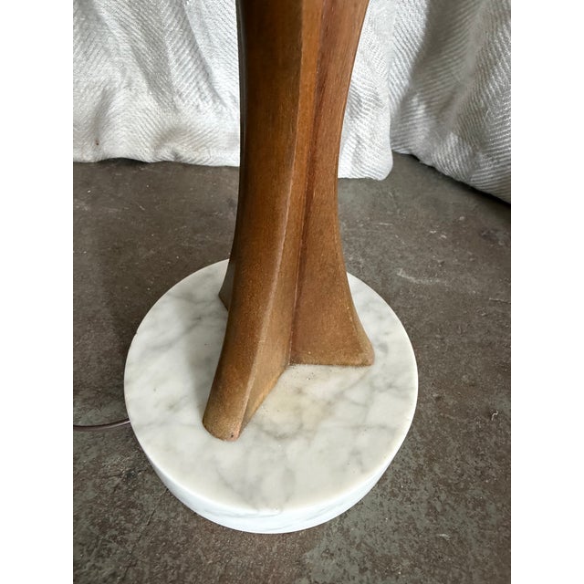 Mid-Century Modern 1950s Mid-Century Modern Adrian Pearsall Style Walnut & Carrara Lamp For Sale - Image 3 of 7