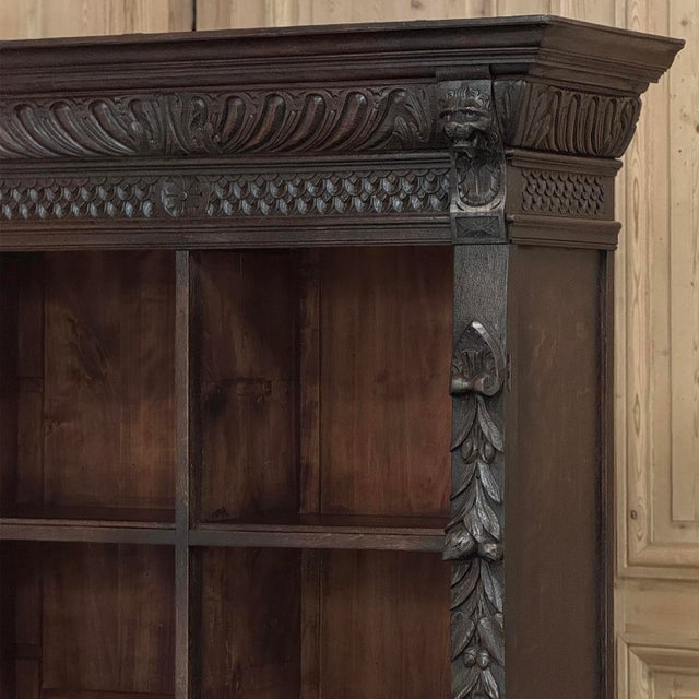 Coffee 19th Century Renaissance Revival Carved Oak Barrister's Bookcase For Sale - Image 8 of 18
