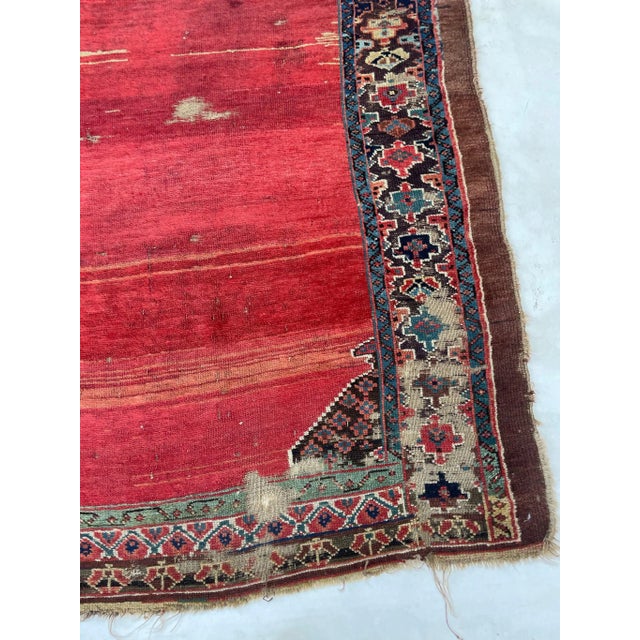 Late 19th Century Late 19th Century Ancient Kurdish Reds Aubergine & Emerald Green Runner Rug 4.3 X 11.10 For Sale - Image 9 of 12