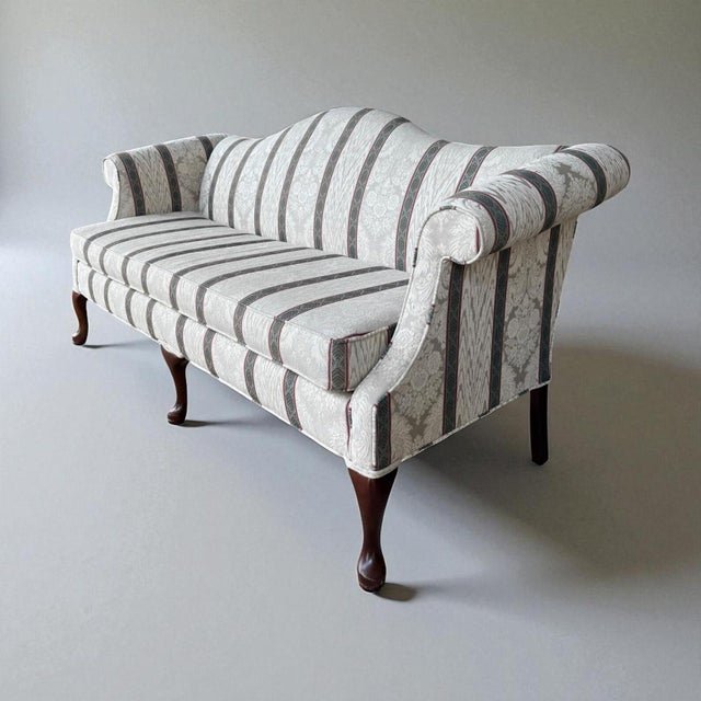Pale Gray Thomasville Traditional Camelback Sofa For Sale - Image 4 of 5
