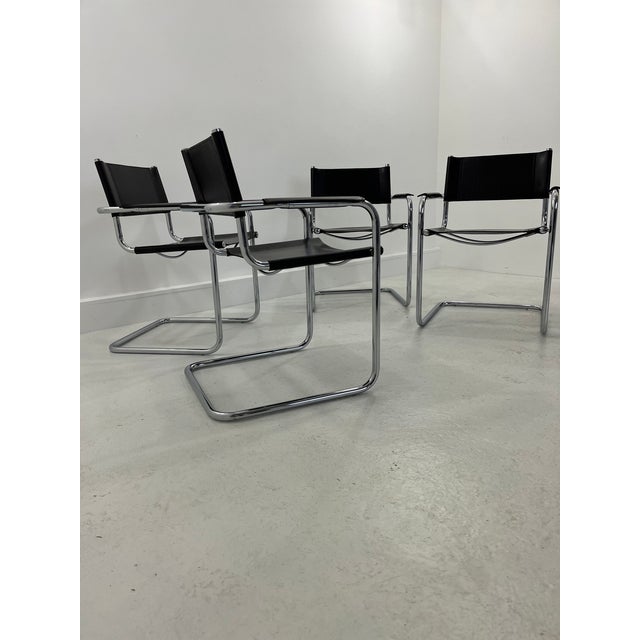 Vintage Italian Leather Chairs, 1970s, Set of 4 For Sale - Image 11 of 14