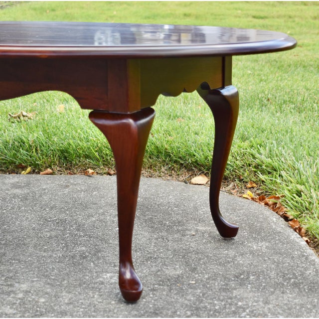Pennsylvania House Pennsylvania House Solid Cherry Coffee Table Queen Anne Oval Vintage Cocktail For Sale - Image 4 of 15