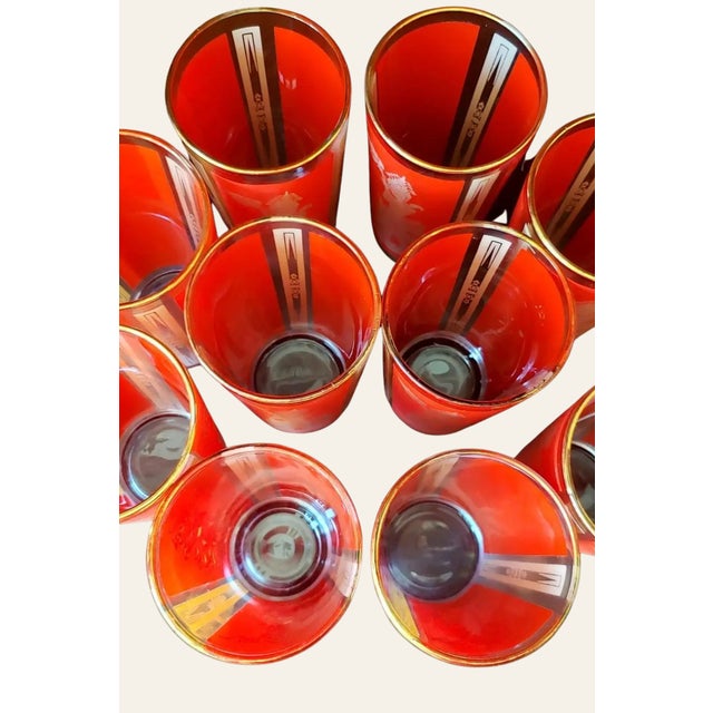 Culver Ltd. 1960s Culver Thai Goddess Highball Glasses – Set of 12 (+4 Bonus) | 22k Gold Hollywood Regency Barware For Sale - Image 4 of 6