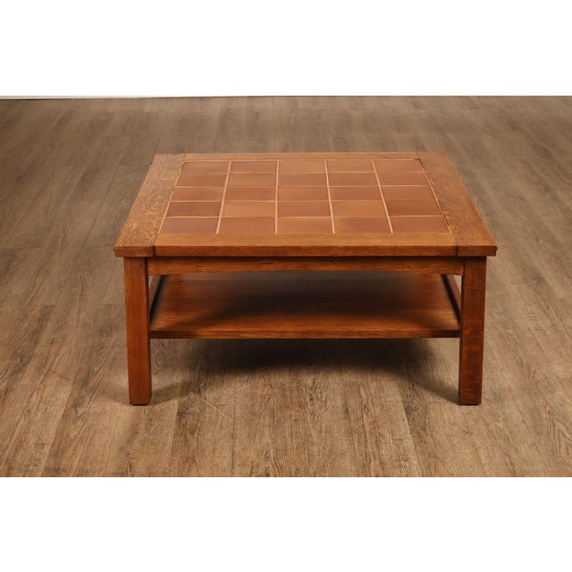 Stickley Mission Collection Oak Tile Top Coffee Table For Sale - Image 13 of 18