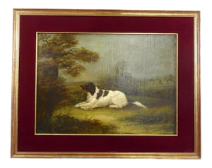 Landscape with Dog, Oil Painting on Canvas, England 19th-Century