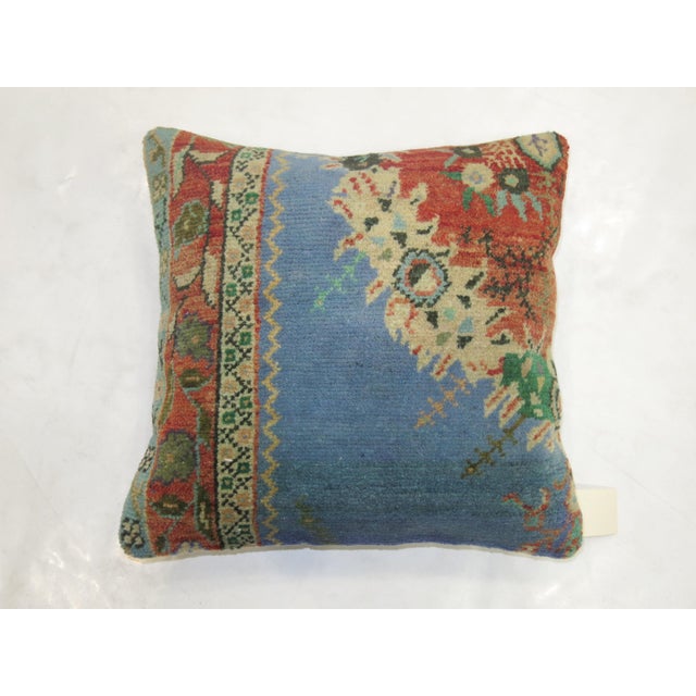 Blue Vintage Medallion Turkish Rug Pillow For Sale - Image 4 of 5