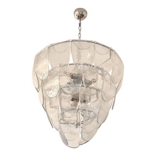 Contemporary Modern Clear "Petals" Murano Style Glass Chandelier For Sale