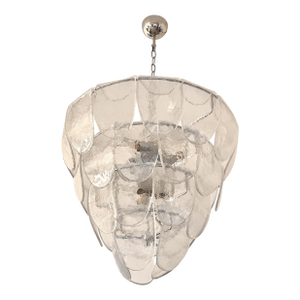 Contemporary Modern Clear "Petals" Murano Style Glass Chandelier