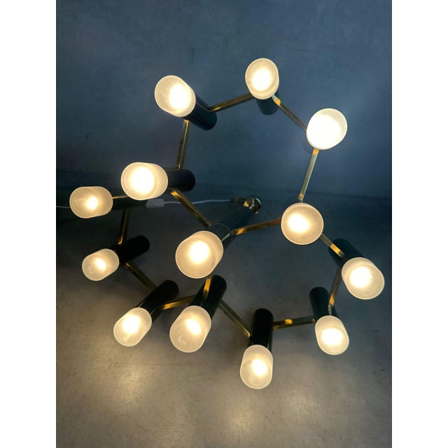 Black Vintage Black and Gilt Hexagon Chandelier from Boulanger, 1970s For Sale - Image 8 of 11