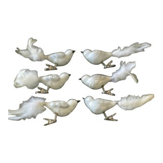 6 Vintage Glass Bird Clip on Ornaments For Sale