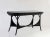 Vintage, black painted wicker console table with original plank boards on the top. Painted surface is more recent....