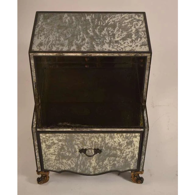 Silver Mirrored Night Stands Attributed to James Mont - a Pair For Sale - Image 8 of 10