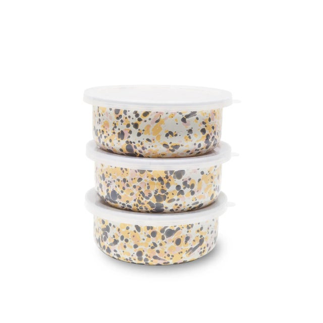 American Crow Canyon Home Enamelware, Catalina Storage Bowl Set in Pink Sunset - 3 Pieces For Sale - Image 3 of 3