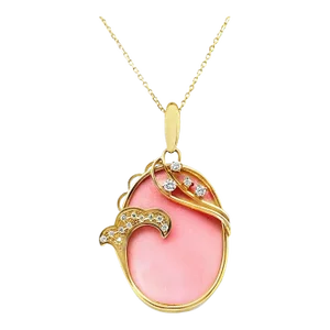 Pink Opal Diamond 18k Yellow Gold Necklace