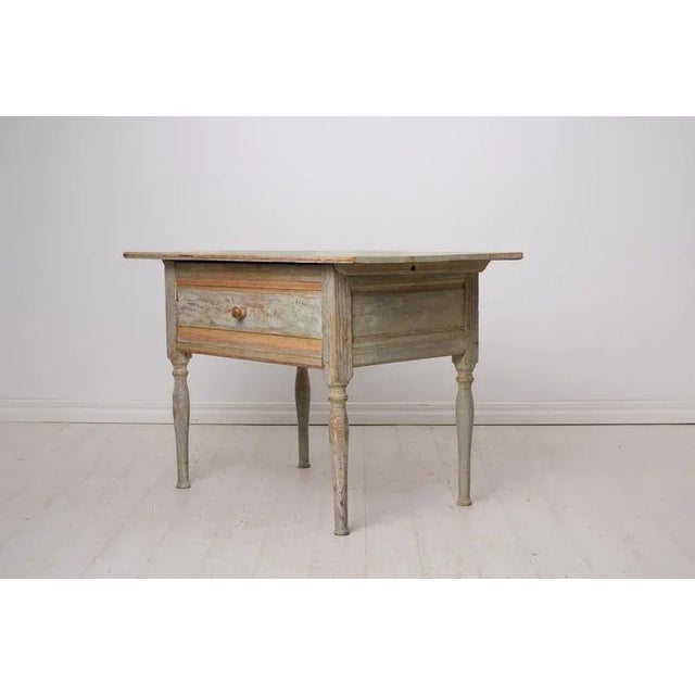 Swedish Folk Art Side Table with Large Drawer For Sale - Image 3 of 13