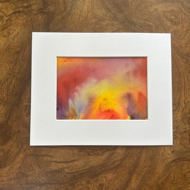 Soothing washes of yellow, rose, and lavender melt into one another in this luminous abstract painting. Radiant Calm...