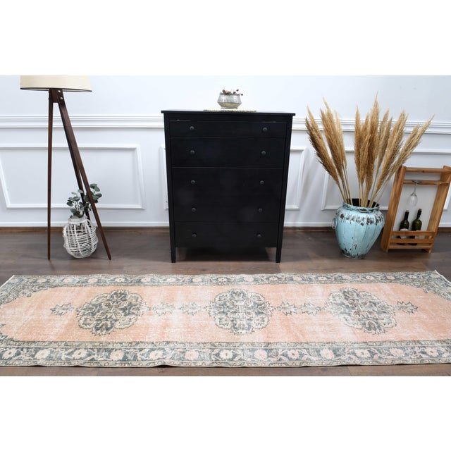 1970s Vintage Handmade Wool Cotton Orange Runner Rug For Sale - Image 9 of 11