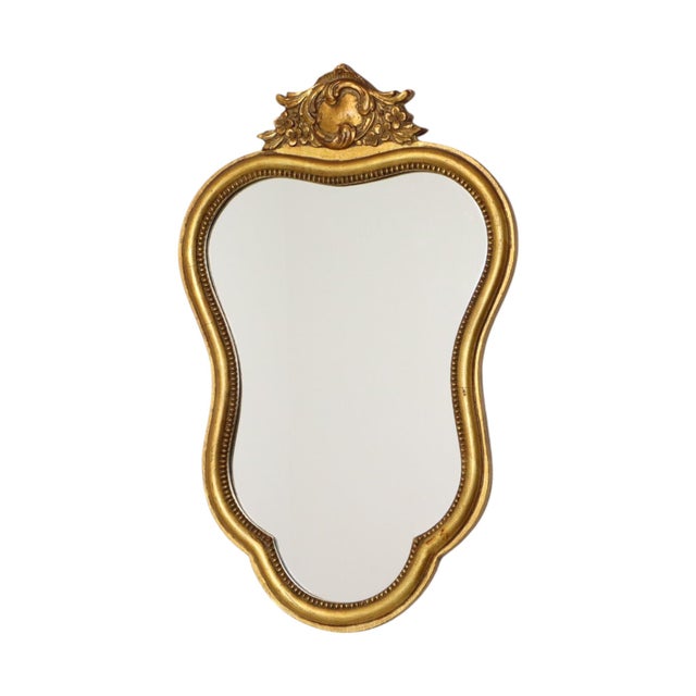 Mid-Century Modern French Wall Mirror in Golden Wood For Sale - Image 3 of 15