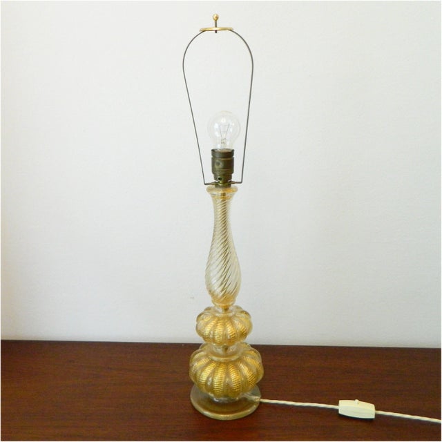 Murano Glass Table Lamp with Gold Flakes from Barovier & Toso, 1960s For Sale - Image 5 of 8